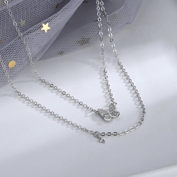 *NEW 925 Sterling Silver Butterfly Cross Necklace - Picture 6 of 6